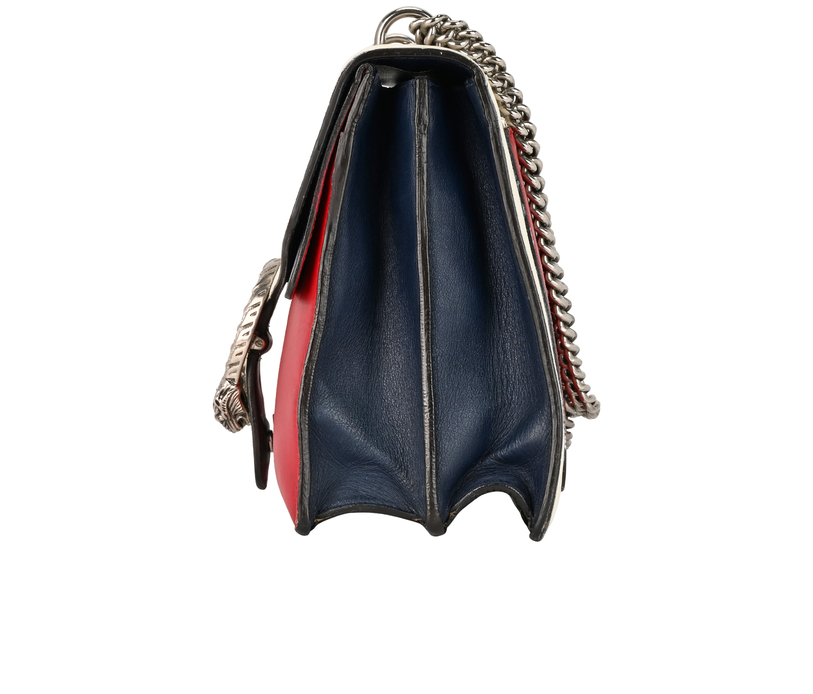 Large Dionysus, &pound;850, Handbags, Navy/Red/White, Leather, Bottom view